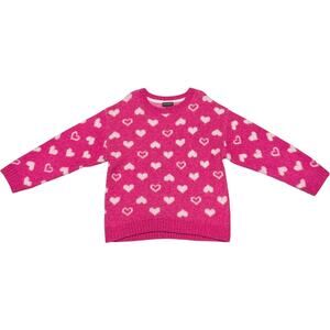 Vince Camuto Heart Soft Knit Sweater Pink White Girls Small 6/6X